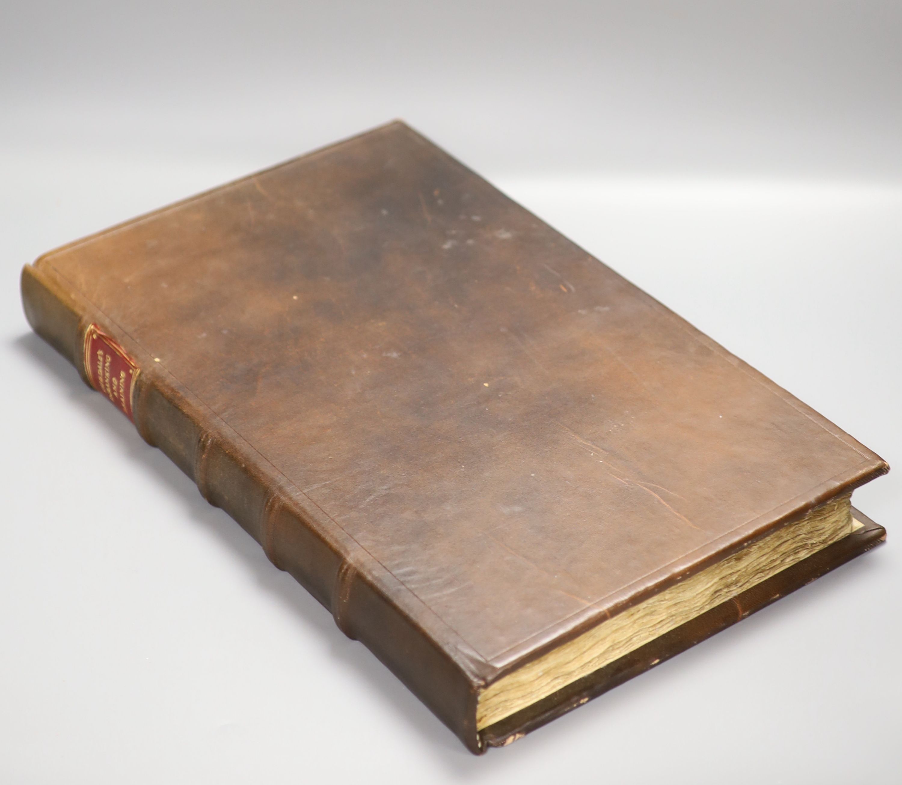 Dugdale, William - The History of Imbanking and Draining of Divers Fens and Marshes....2nd edition, folio, rebound calf, end papers renewed, with 11 folding maps, poor repair to old tear bottom right title page, W. Bowye